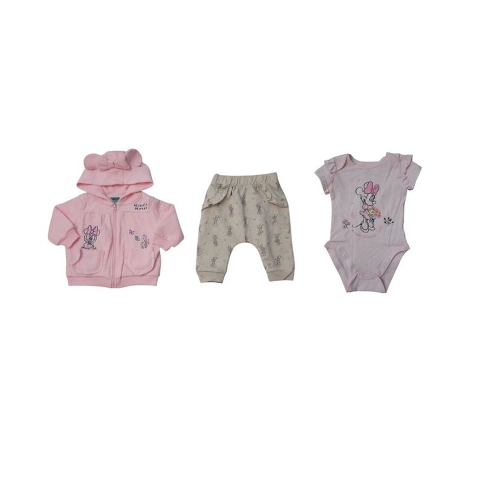 Character Baby 3-Piece Soft Jacket Jogger Bodysuit Set - Minnie Mouse